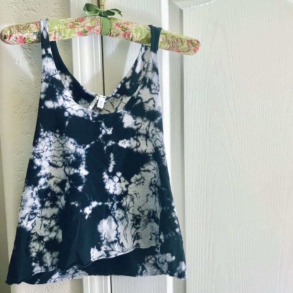 NEW Blue Tie Dye Raw Hem Tank Top Extra Small